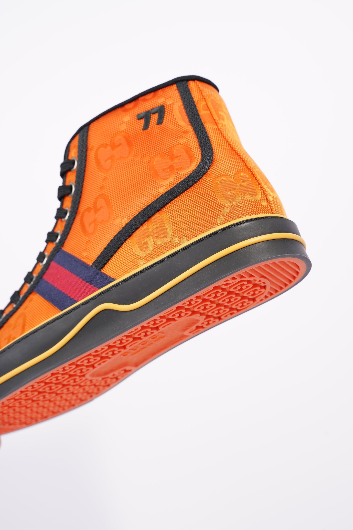 Gucci Mens Tennis 1977 High Top Sneaker Orange EU 40 / UK 6