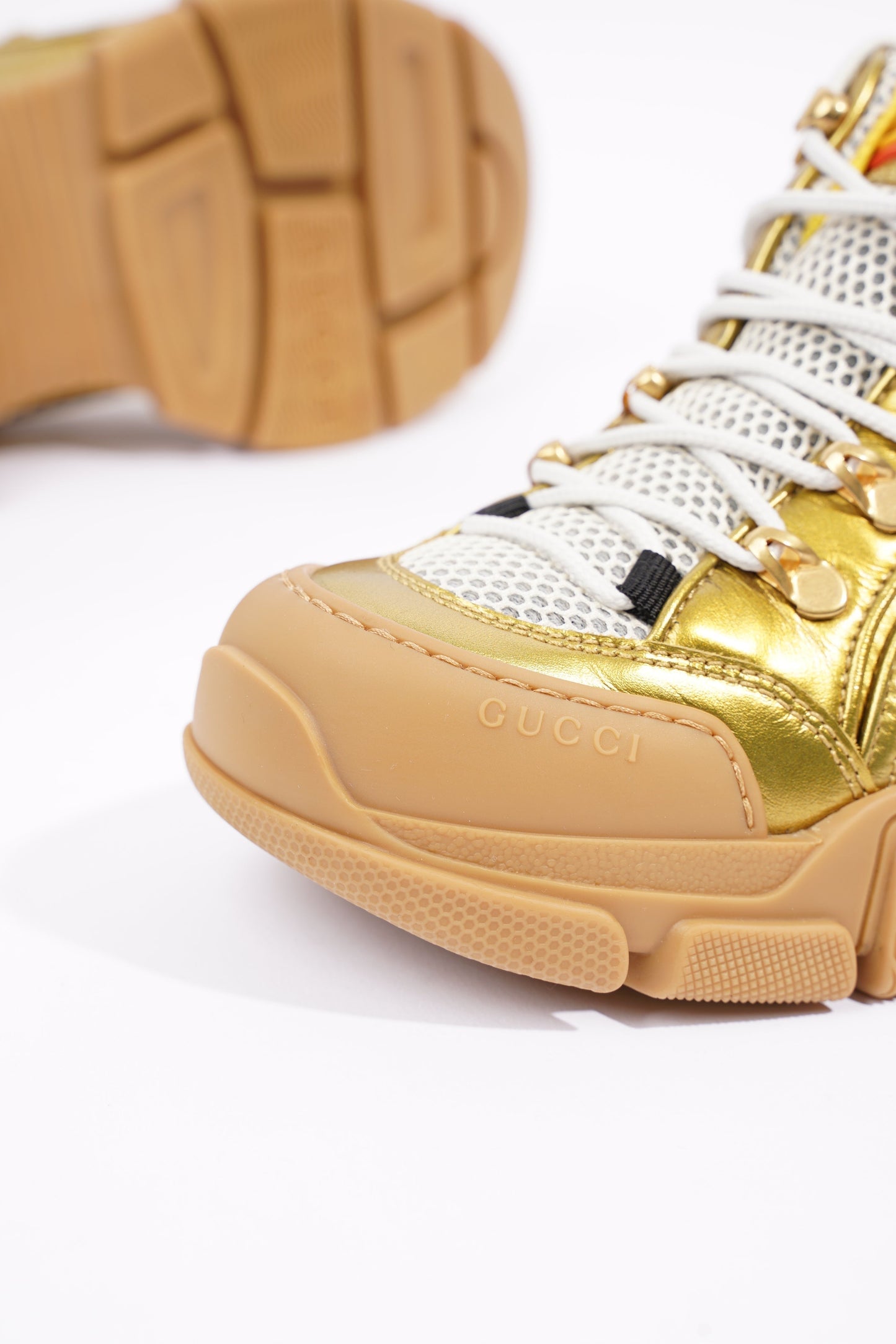 Gucci Womens Flashtrek Gold / White EU 37.5 / UK 4.5