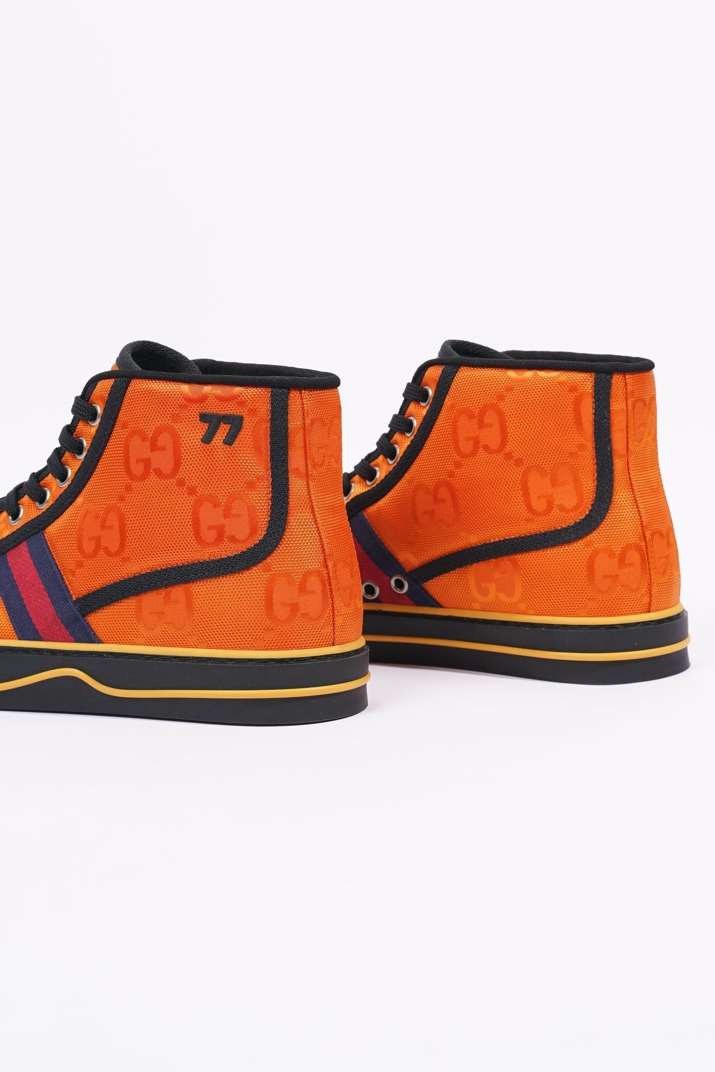 Gucci Mens Tennis 1977 High Top Sneaker Orange EU 40 / UK 6