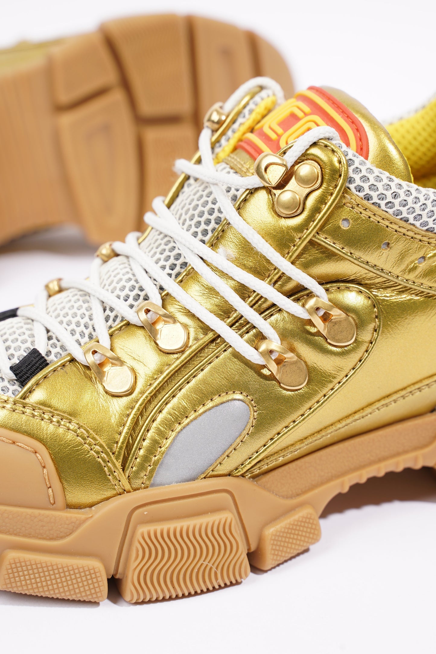 Gucci Womens Flashtrek Gold / White EU 37.5 / UK 4.5