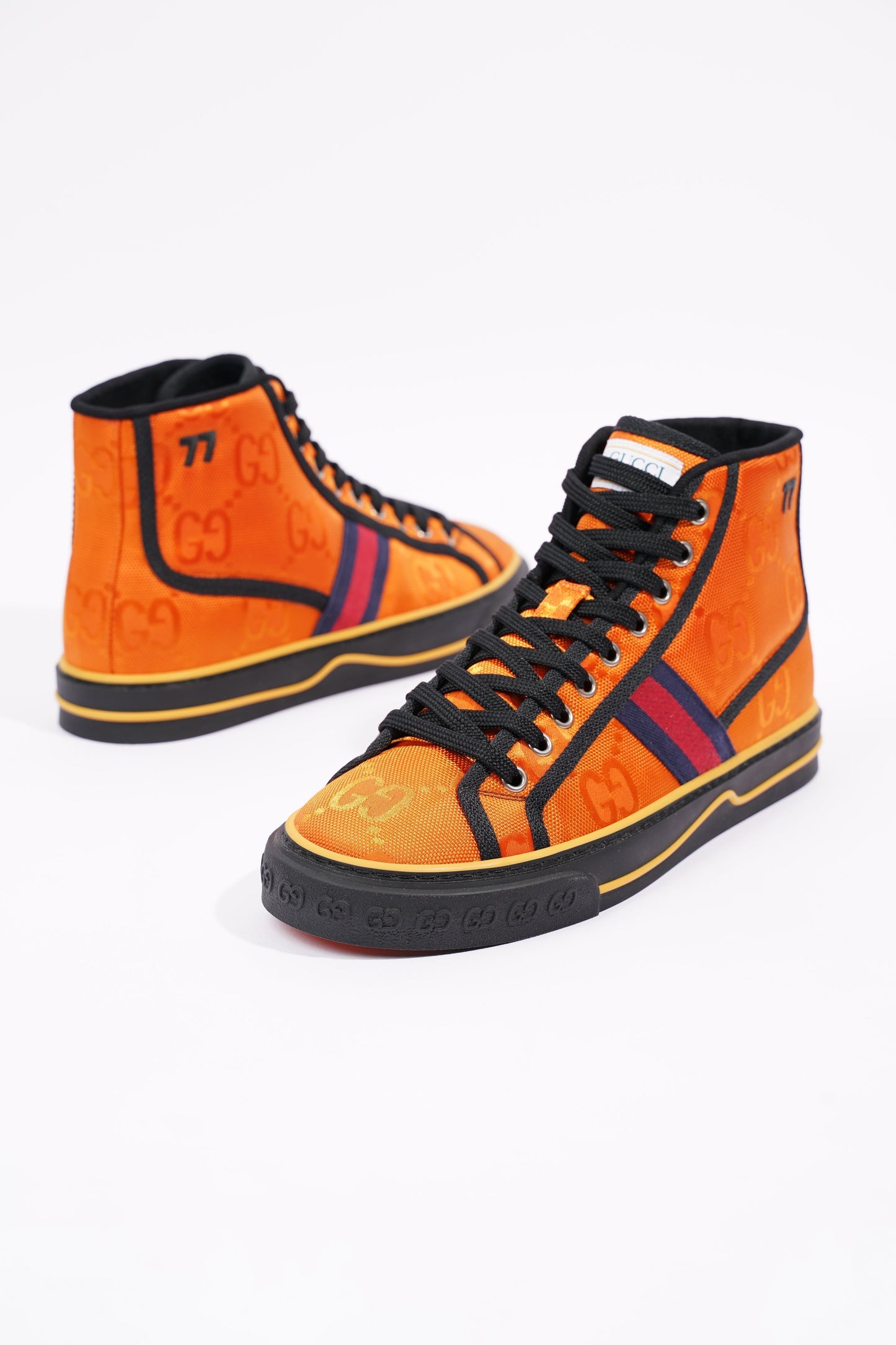 Gucci Mens Tennis 1977 High Top Sneaker Orange EU 40 / UK 6