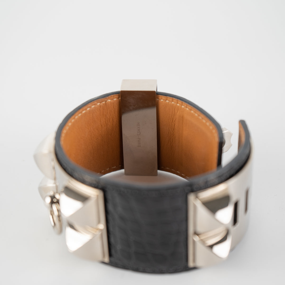 Hermes Shiny Alligator Collier de Chien Bracelet