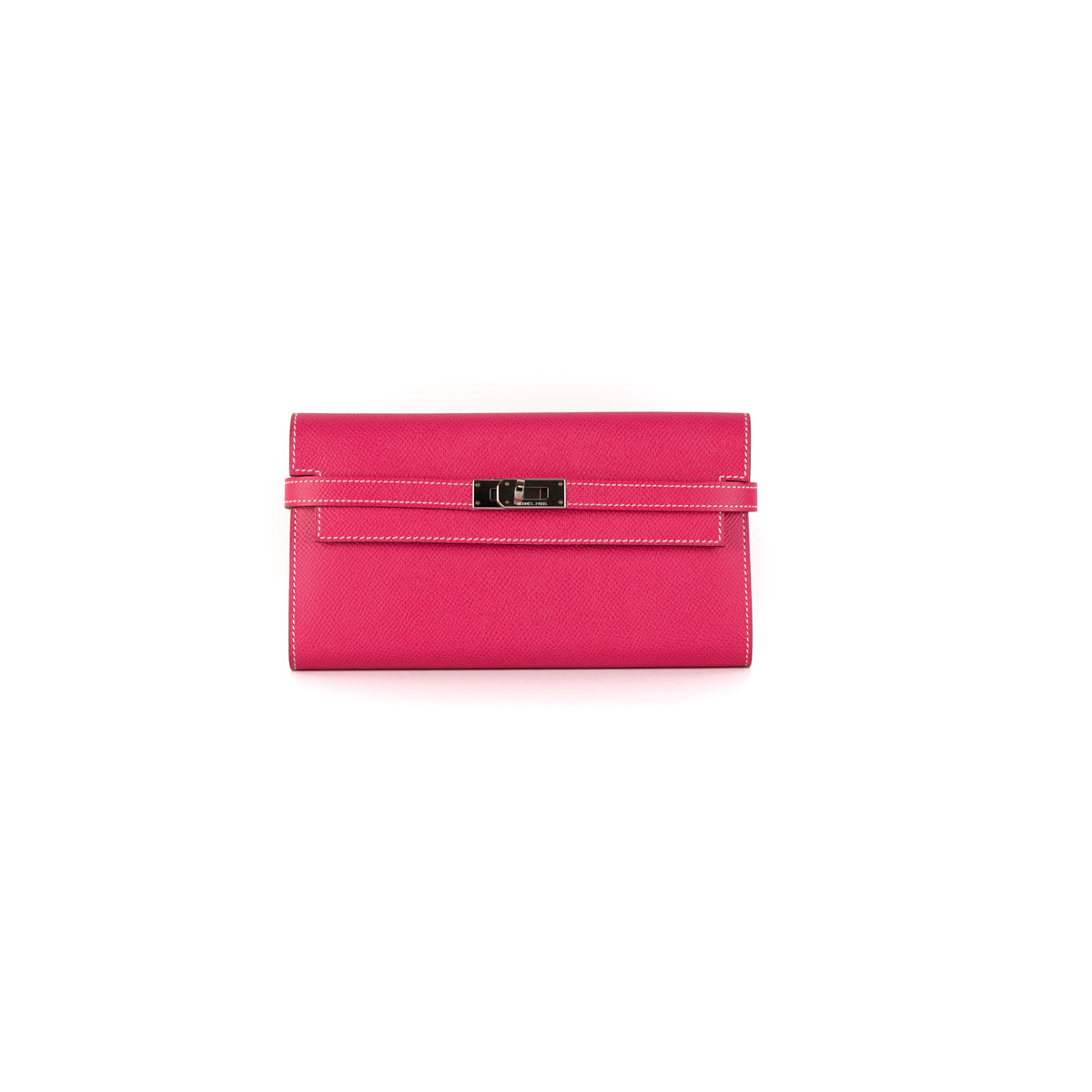 Hermes Portefeuille Kelly Classique Epsom Rose tyrien- O Stamp