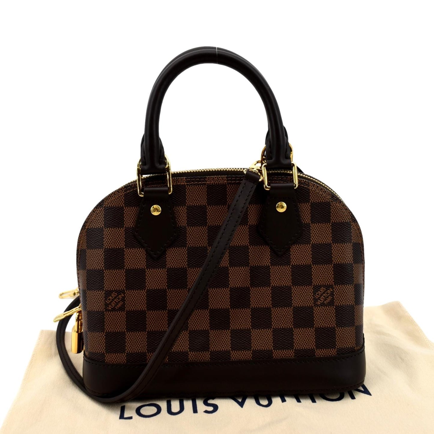 Louis Vuitton Alma BB Damier Ebene Satchel Crossbody Bag Brown