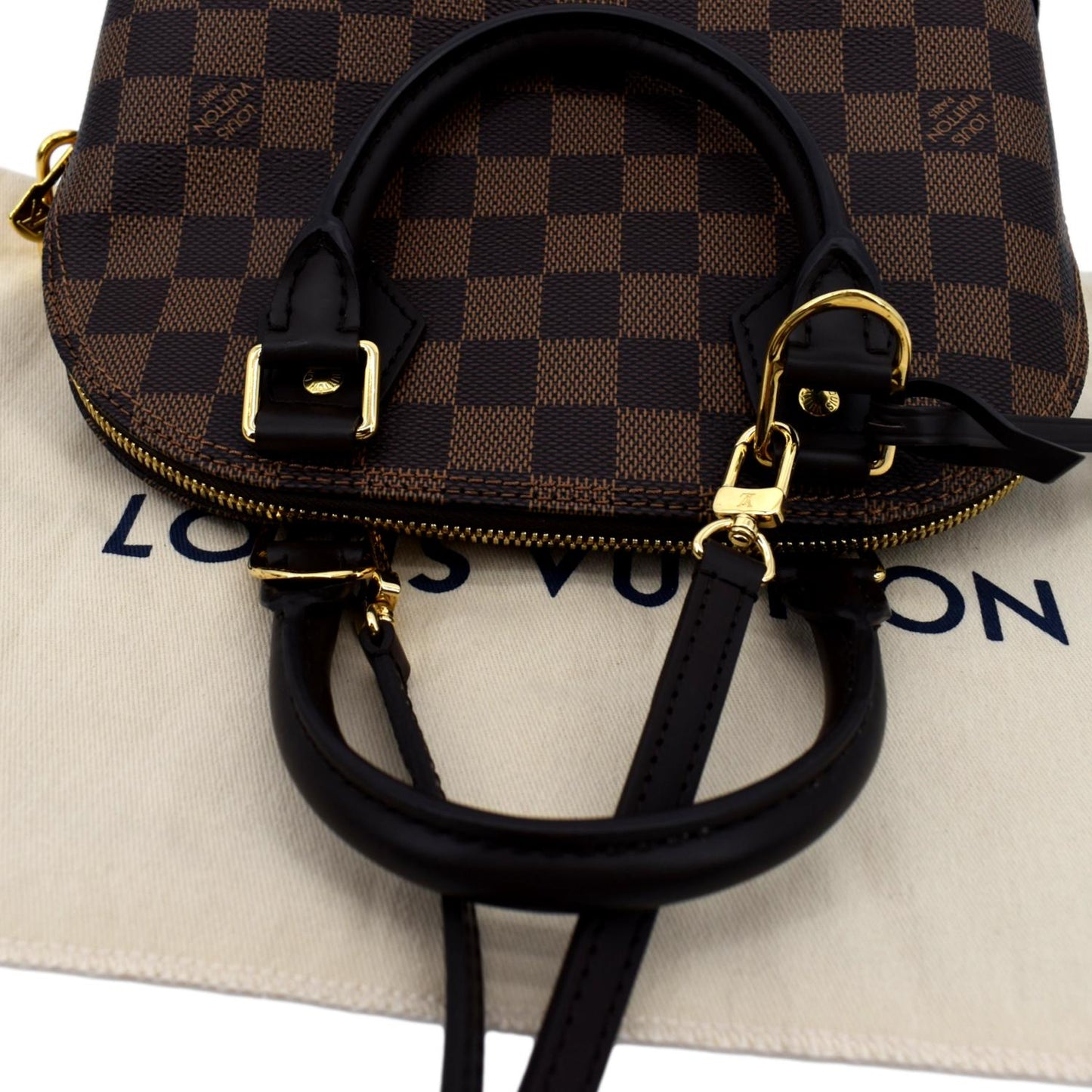 Louis Vuitton Alma BB Damier Ebene Satchel Crossbody Bag Brown