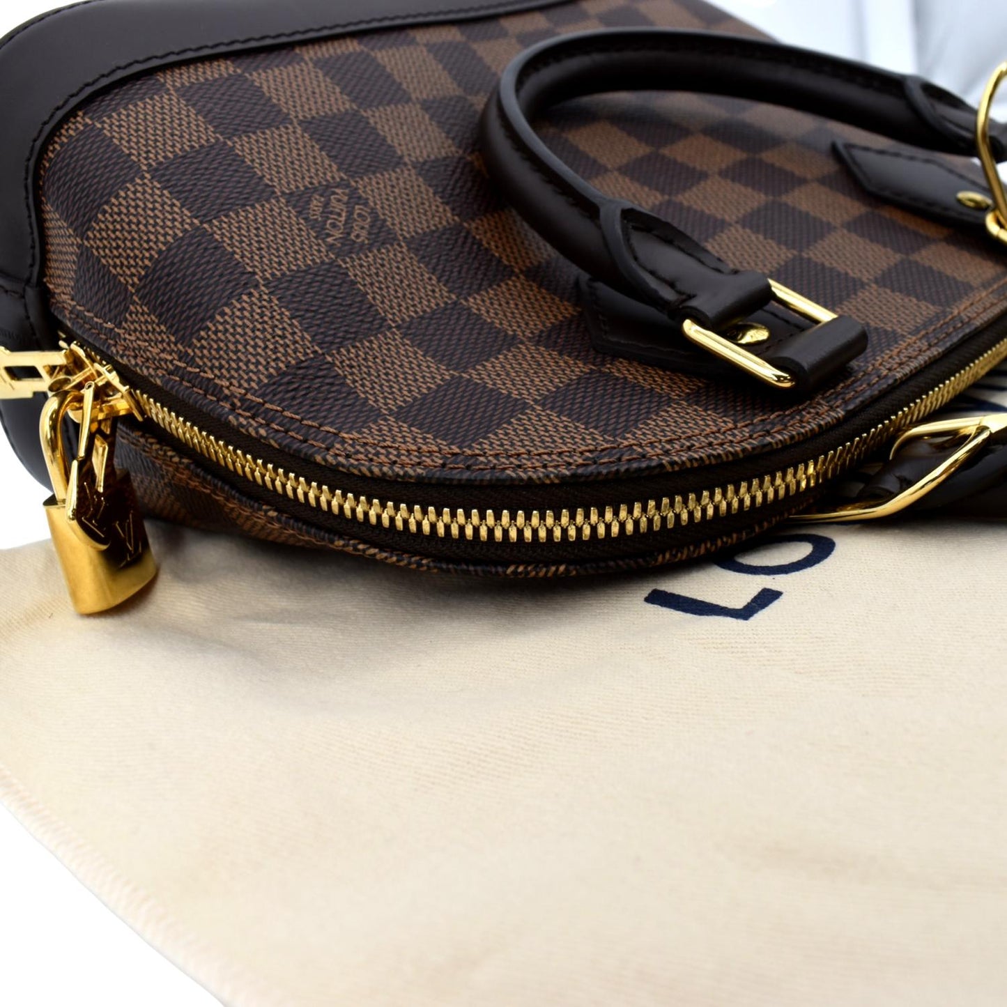 Louis Vuitton Alma BB Damier Ebene Satchel Crossbody Bag Brown