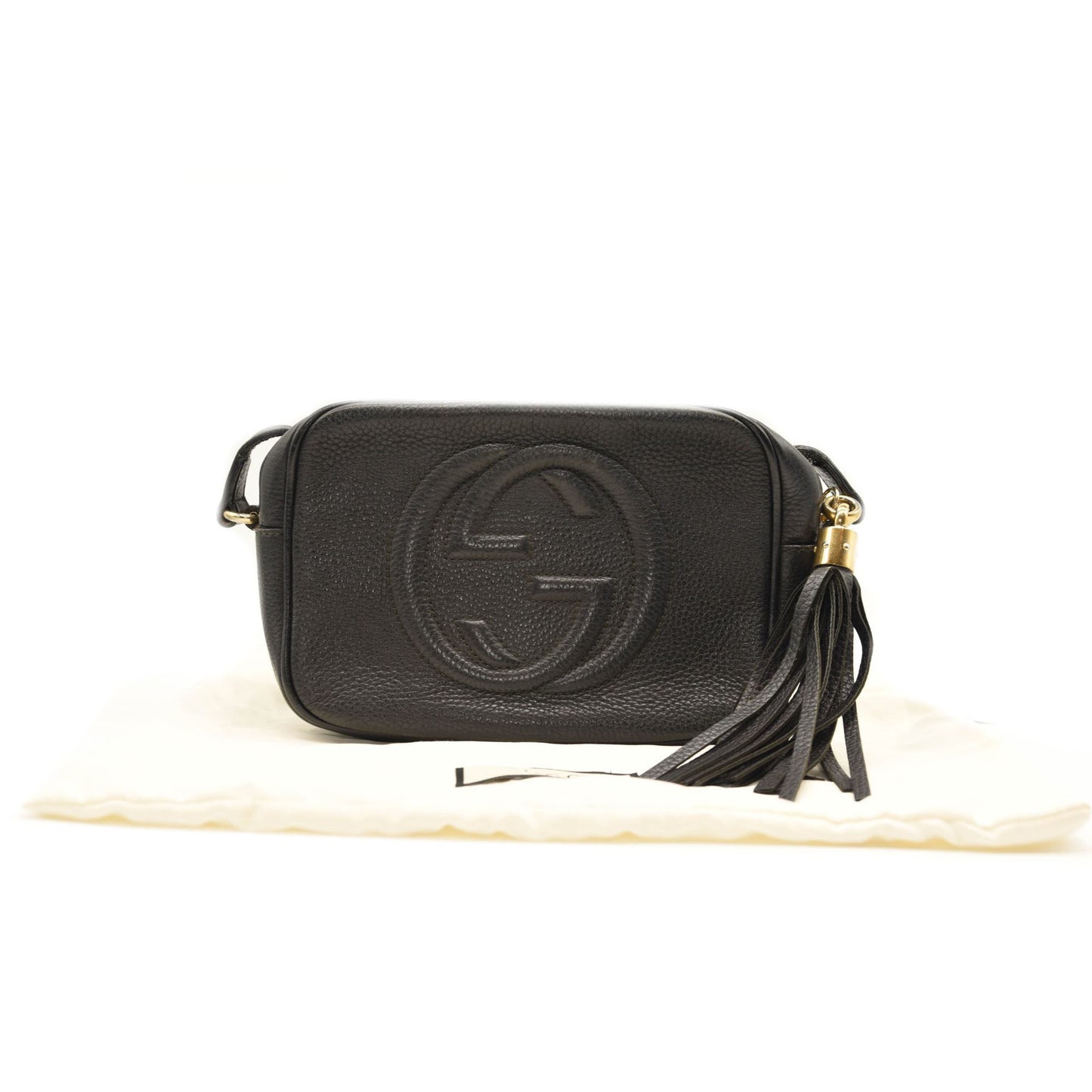 GUCCI Pebbled Calfskin Small Soho Disco Bag Black