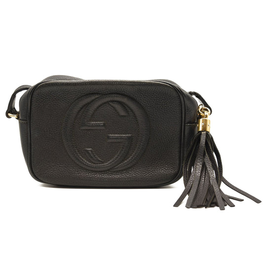 GUCCI Pebbled Calfskin Small Soho Disco Bag Black