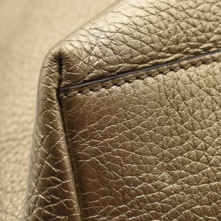 Gucci Metallic Pebbled Calfskin Medium Soho Chain Shoulder Bag Golden Beige