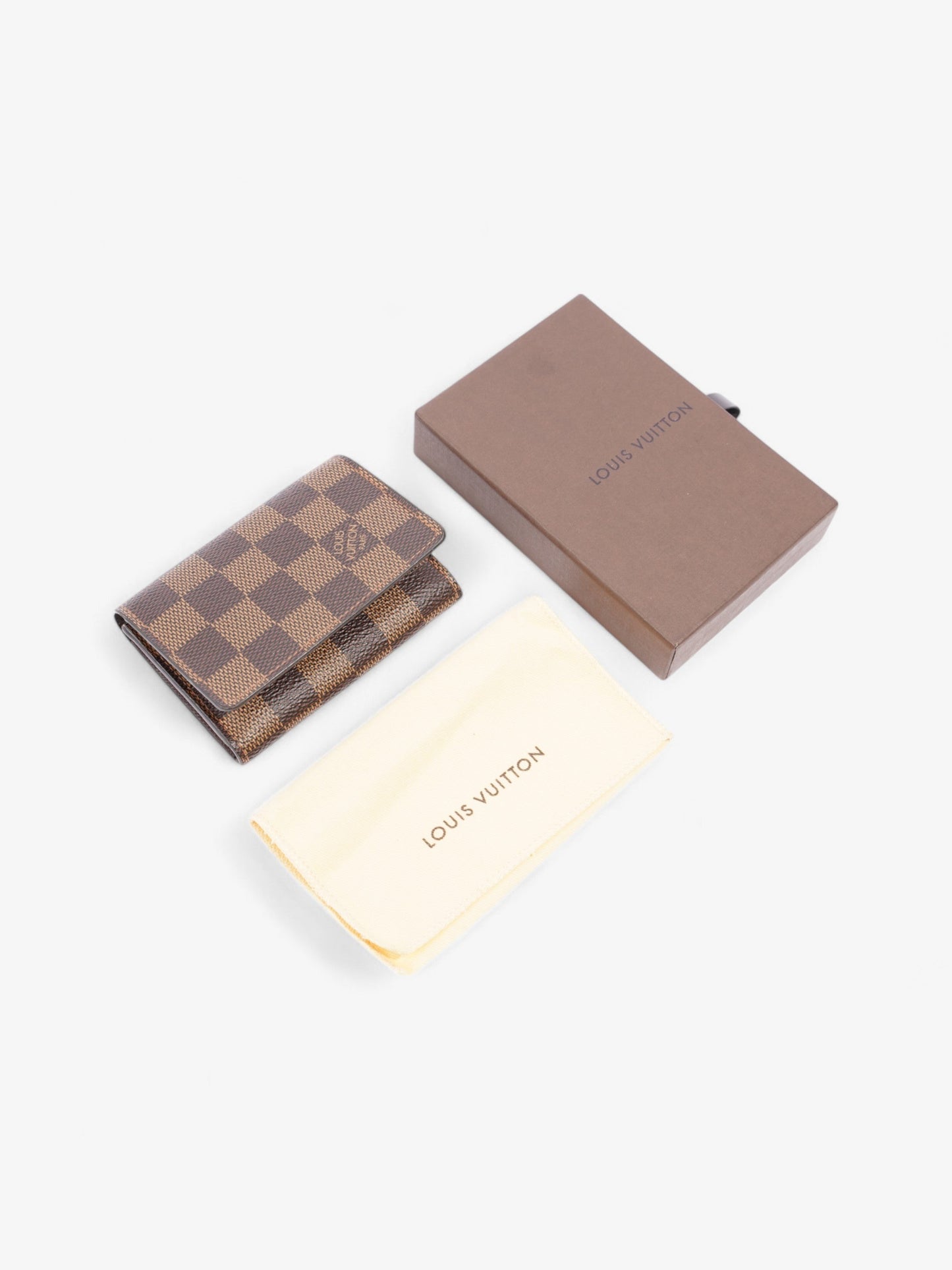 Louis Vuitton Card Case Holder Damier Ebene Coated Canvas