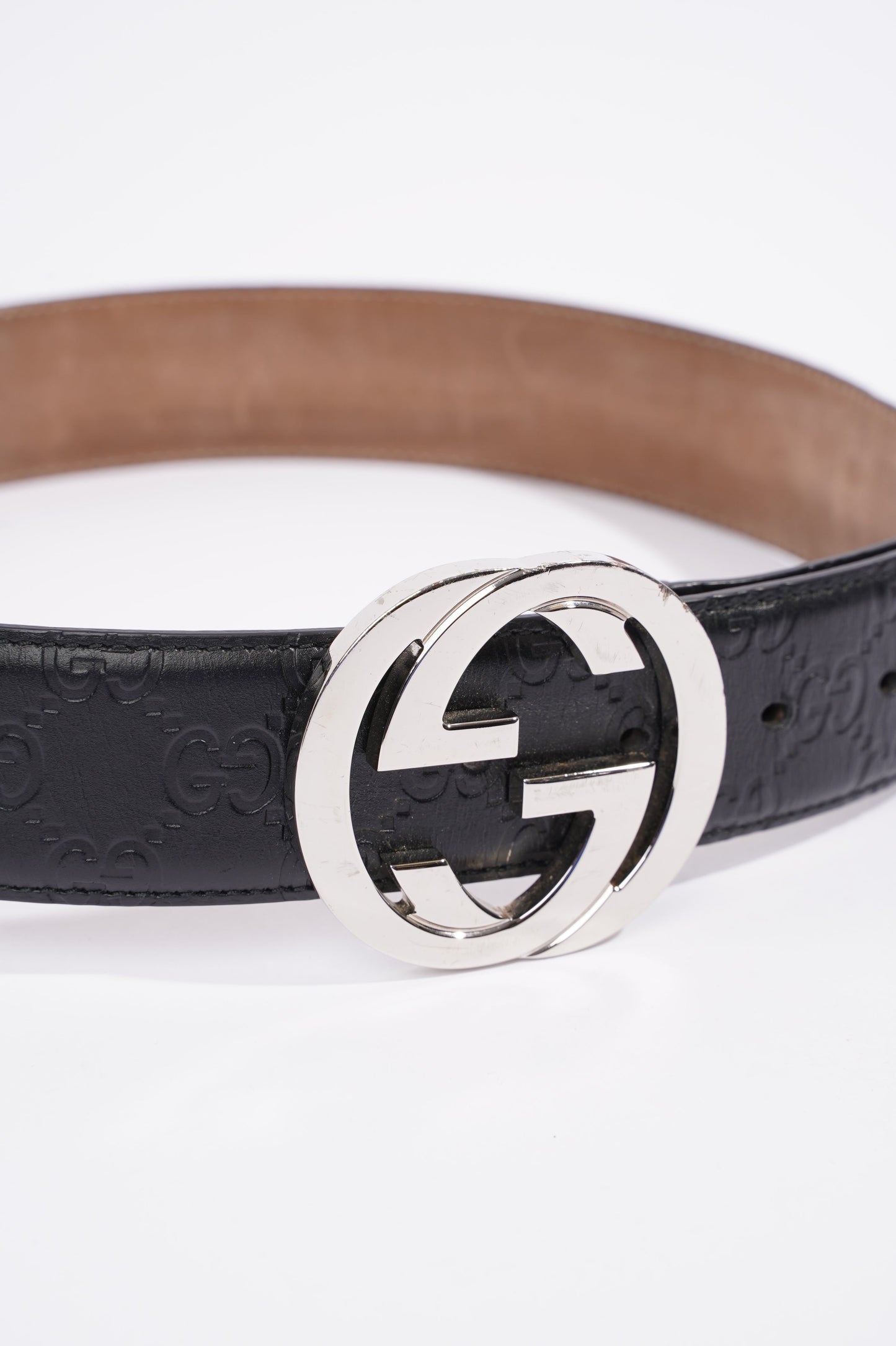 Gucci Signature Leather Belt Black GG Supreme Leather 75cm 30"