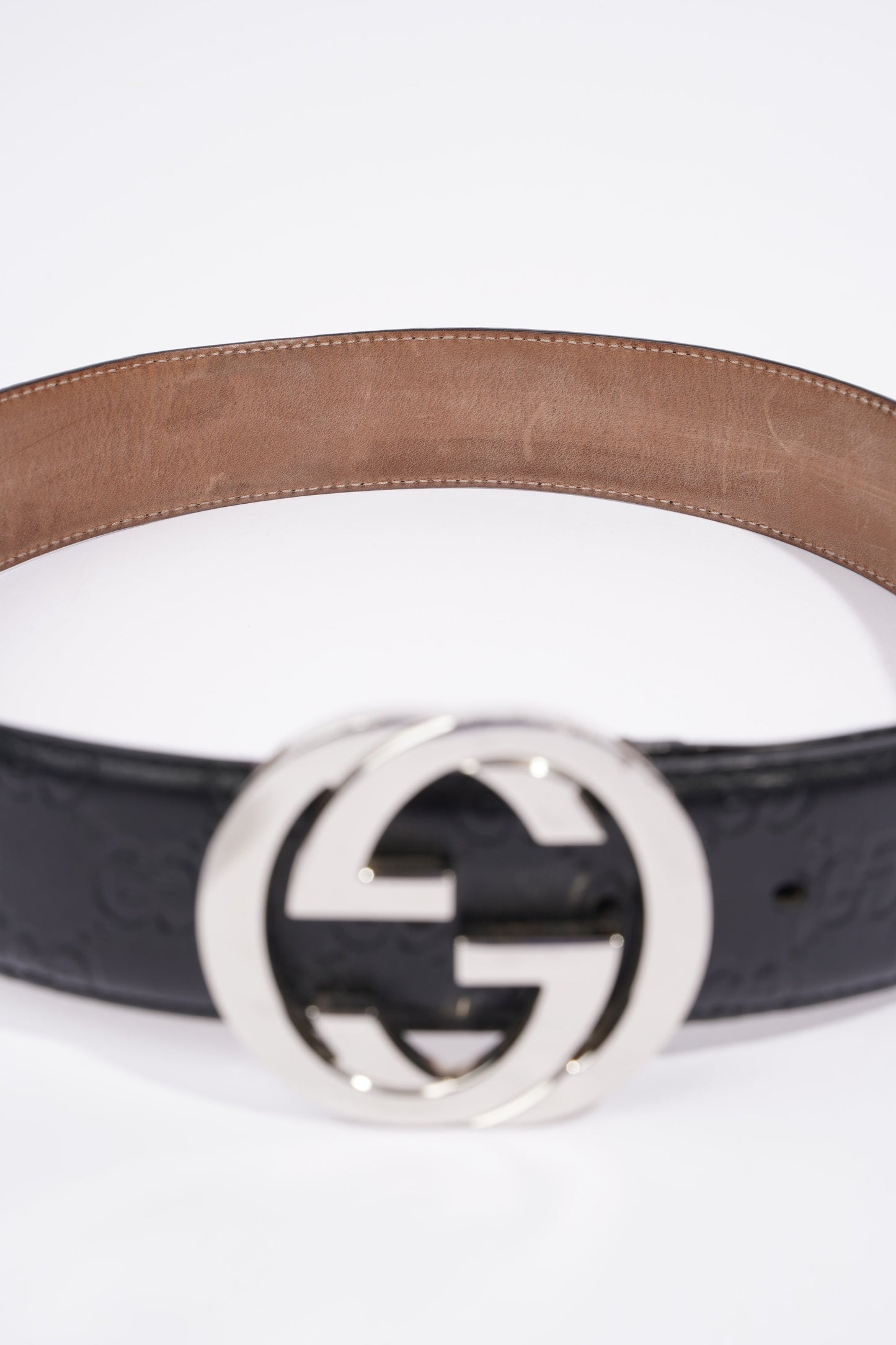 Gucci Signature Leather Belt Black GG Supreme Leather 75cm 30"