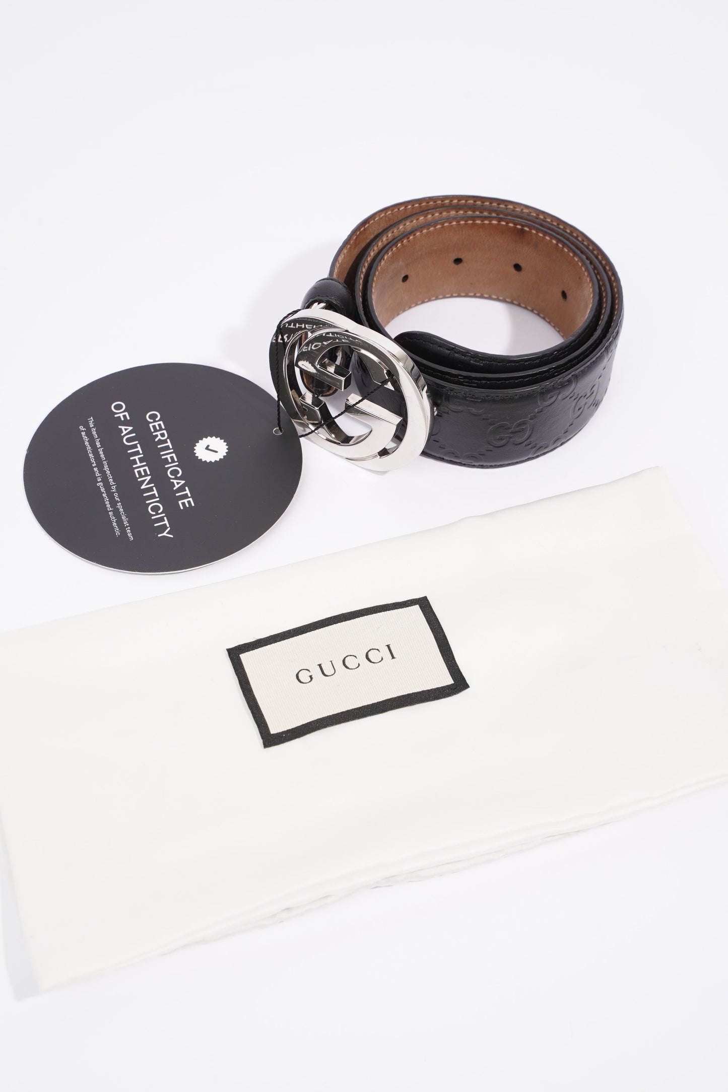 Gucci Signature Leather Belt Black GG Supreme Leather 75cm 30"