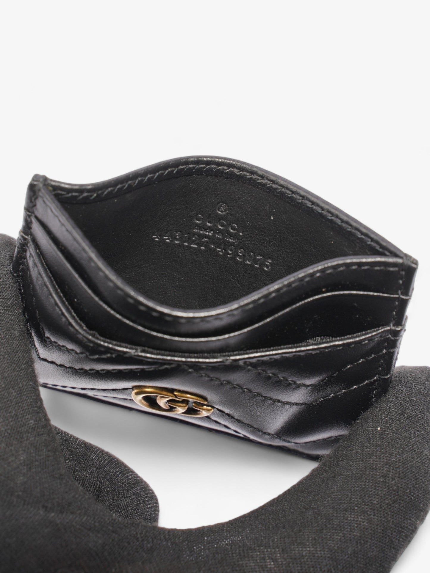 Gucci GG Marmont Card Holder Black Matelasse Leather