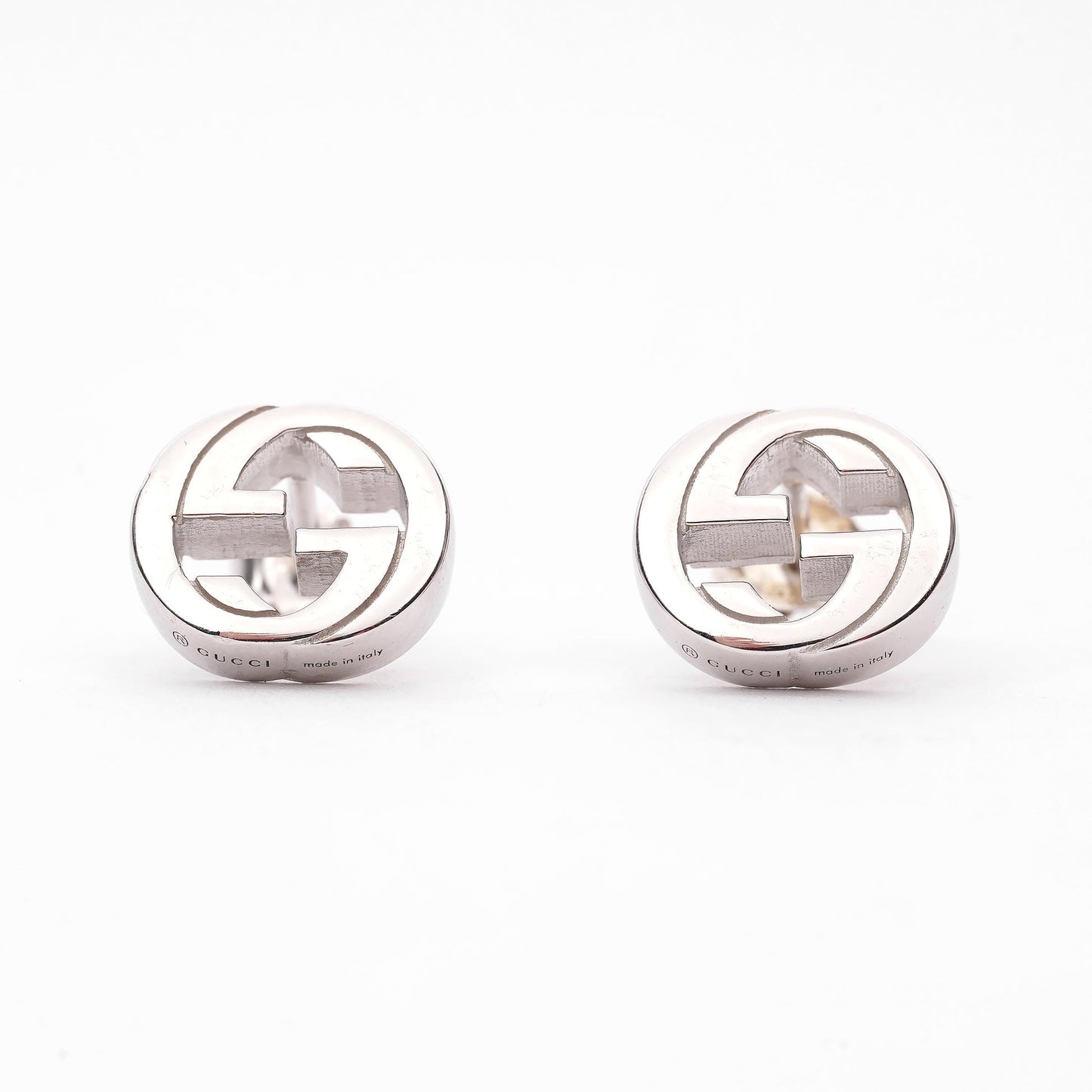 Gucci Interlocking GG Earrings Silver Silver Sterling