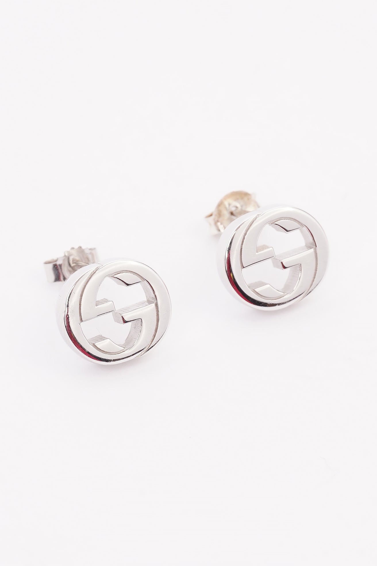Gucci Interlocking GG Earrings Silver Silver Sterling