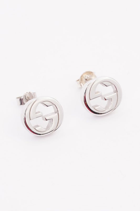 Gucci Interlocking GG Earrings Silver Silver Sterling