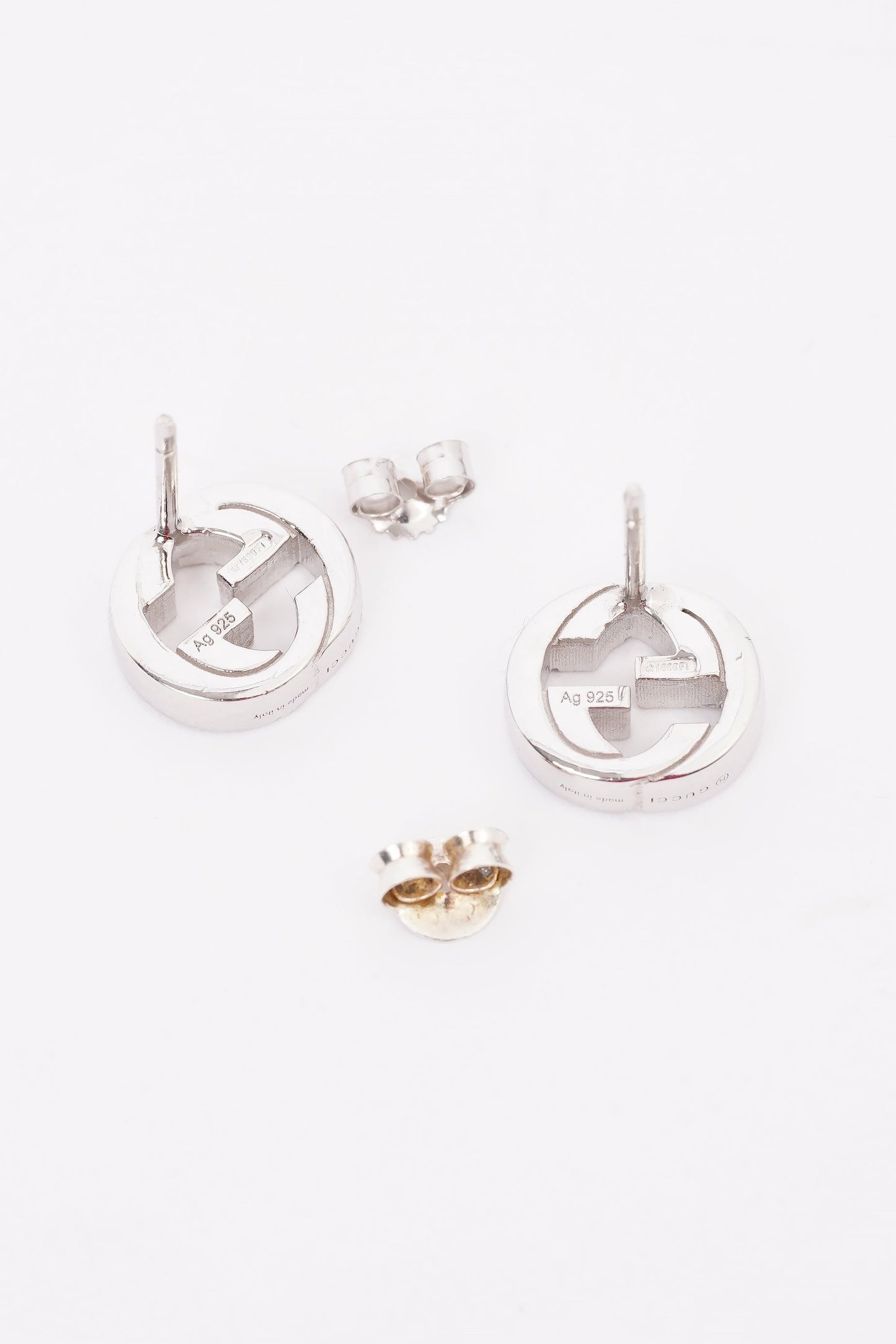 Gucci Interlocking GG Earrings Silver Silver Sterling