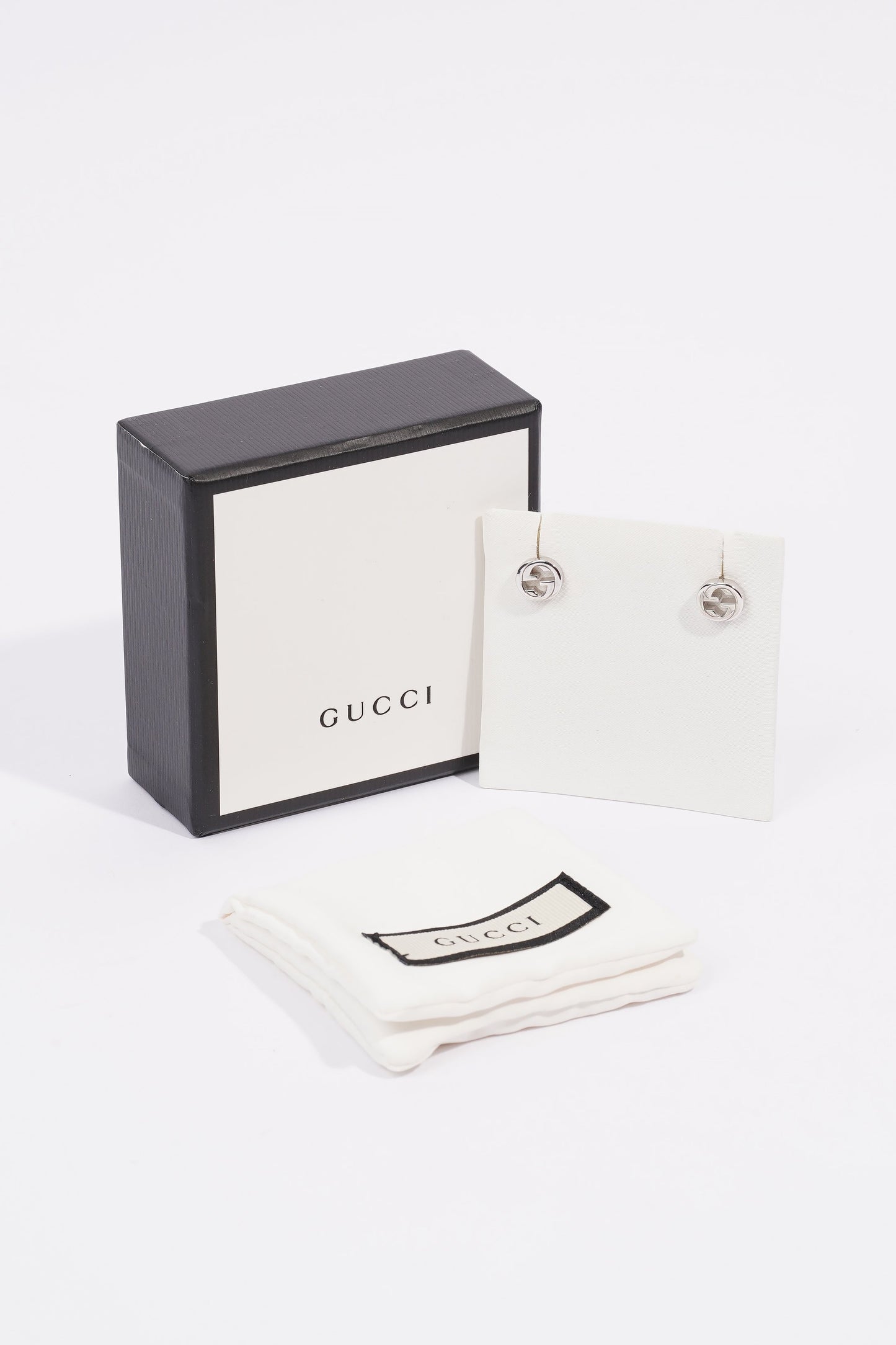 Gucci Interlocking GG Earrings Silver Silver Sterling