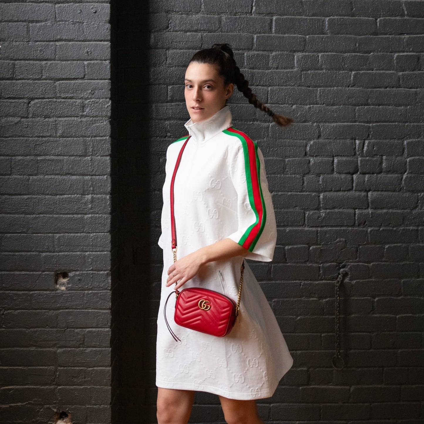 Gucci White Jersey GG Jacquard Dress Size L | US 8 | IT 44