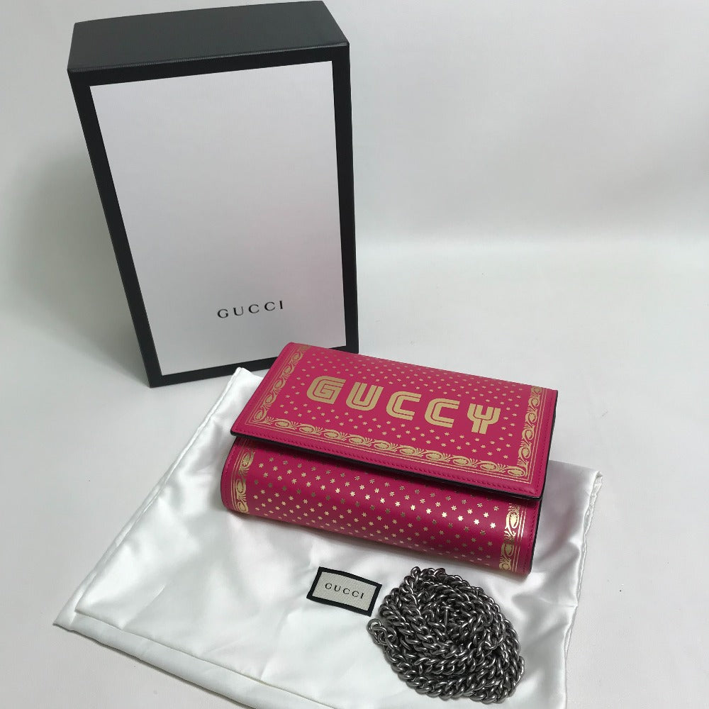 GUCCI Long Wallet Purse 524967 leather Pink / Gold GUCCY logo Women Used