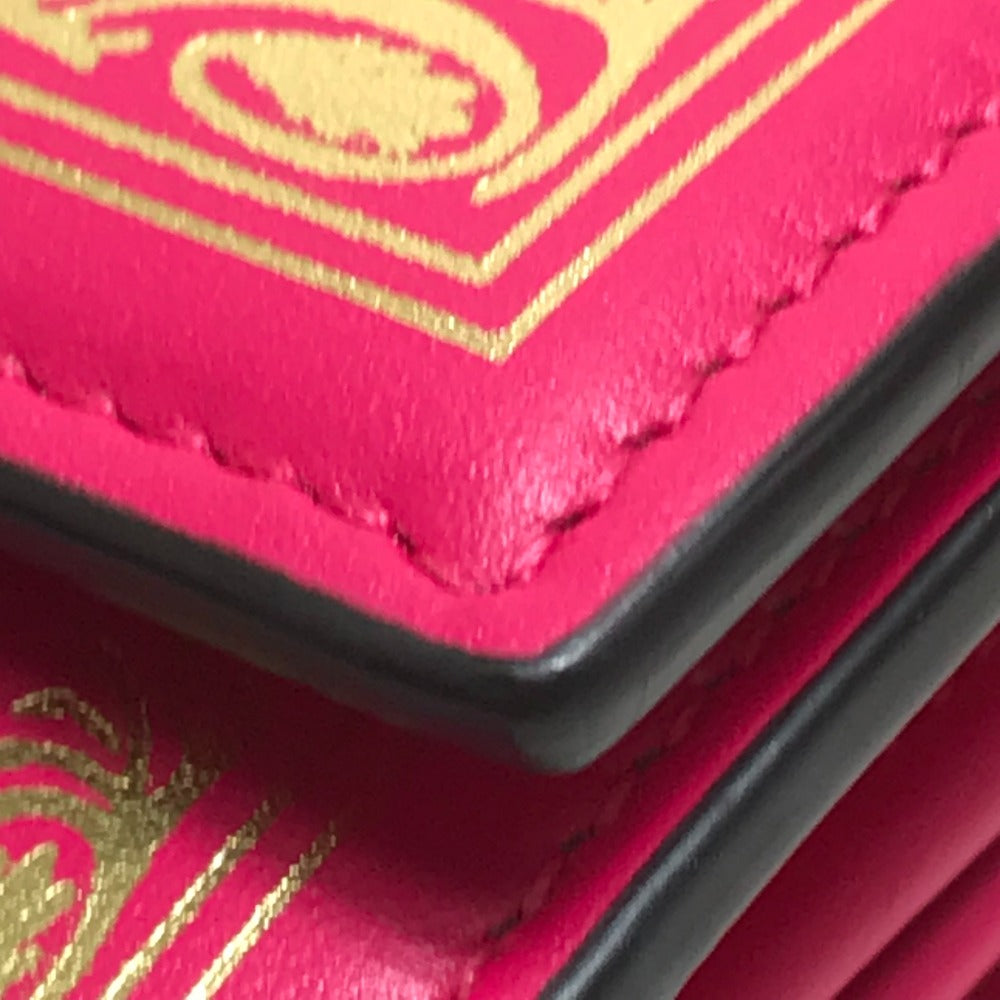 GUCCI Long Wallet Purse 524967 leather Pink / Gold GUCCY logo Women Used