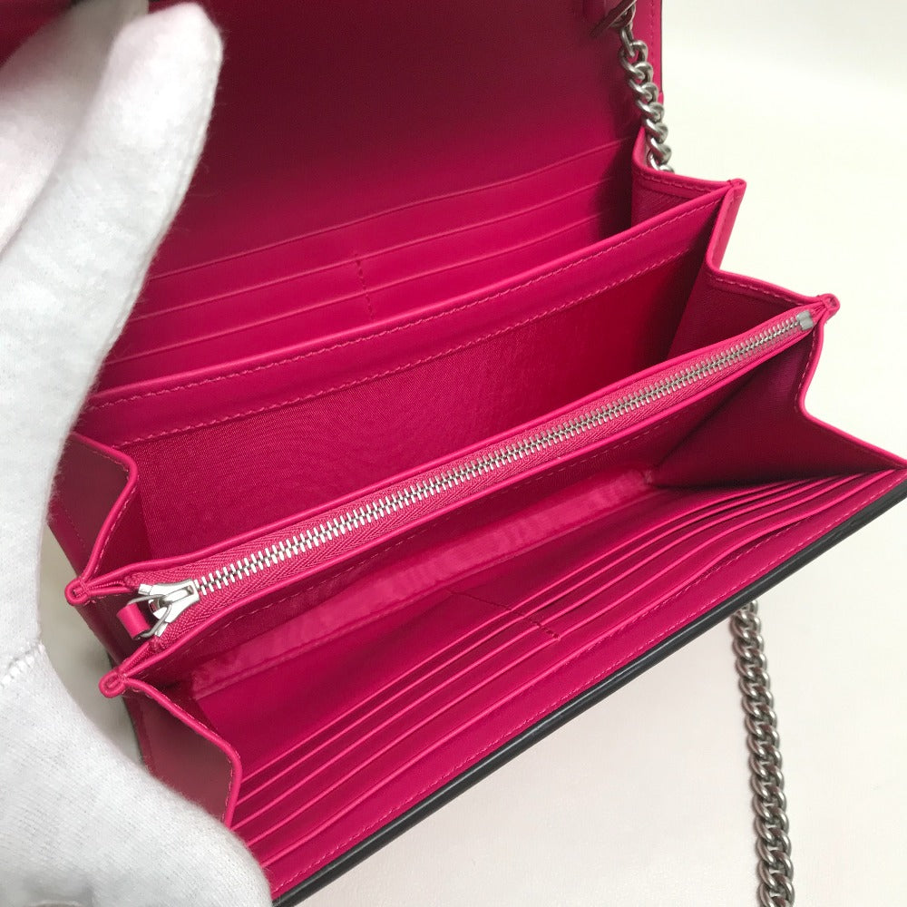 GUCCI Long Wallet Purse 524967 leather Pink / Gold GUCCY logo Women Used