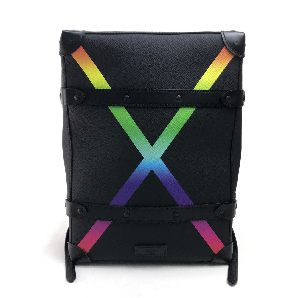 LOUIS VUITTON Backpack M30337 Taiga Leather black taiga rainbow Soft Trunk Backpack PM mens Used