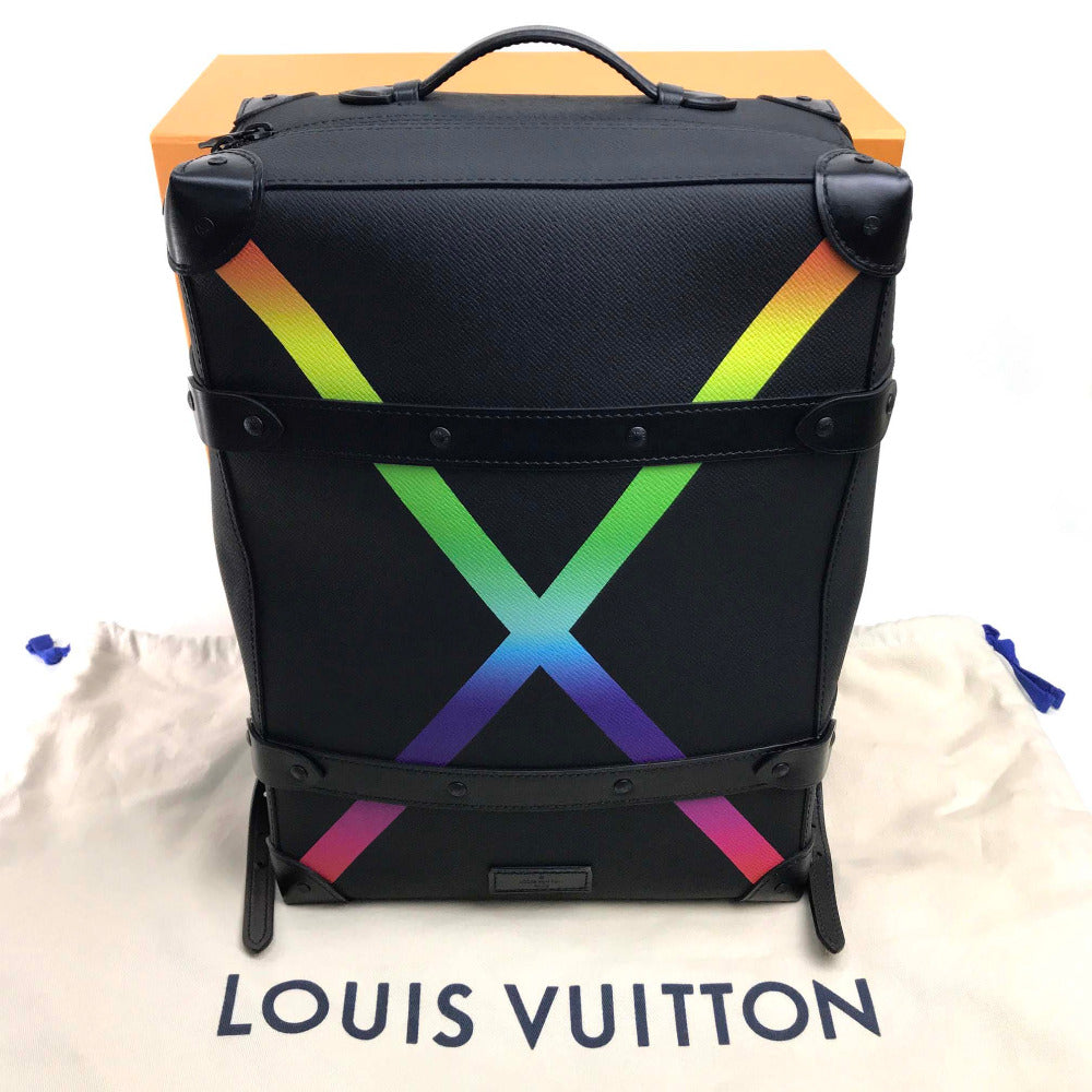 LOUIS VUITTON Backpack M30337 Taiga Leather black taiga rainbow Soft Trunk Backpack PM mens Used