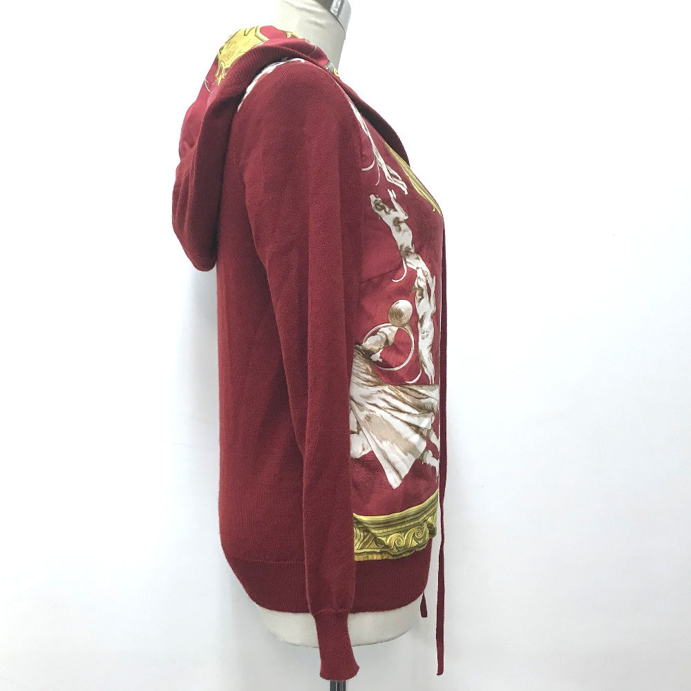 HERMES knit cashmere Red x yellow Tops shirt All-over print with hood 36