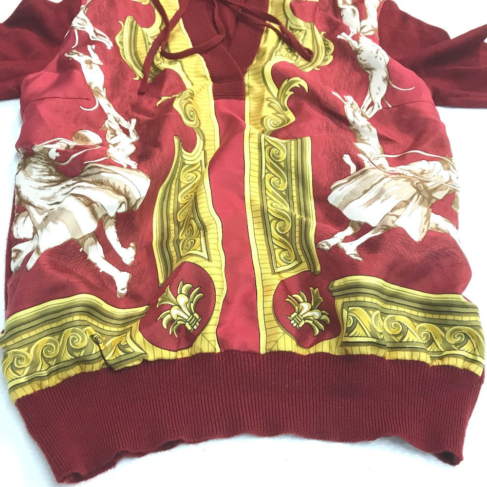 HERMES knit cashmere Red x yellow Tops shirt All-over print with hood 36