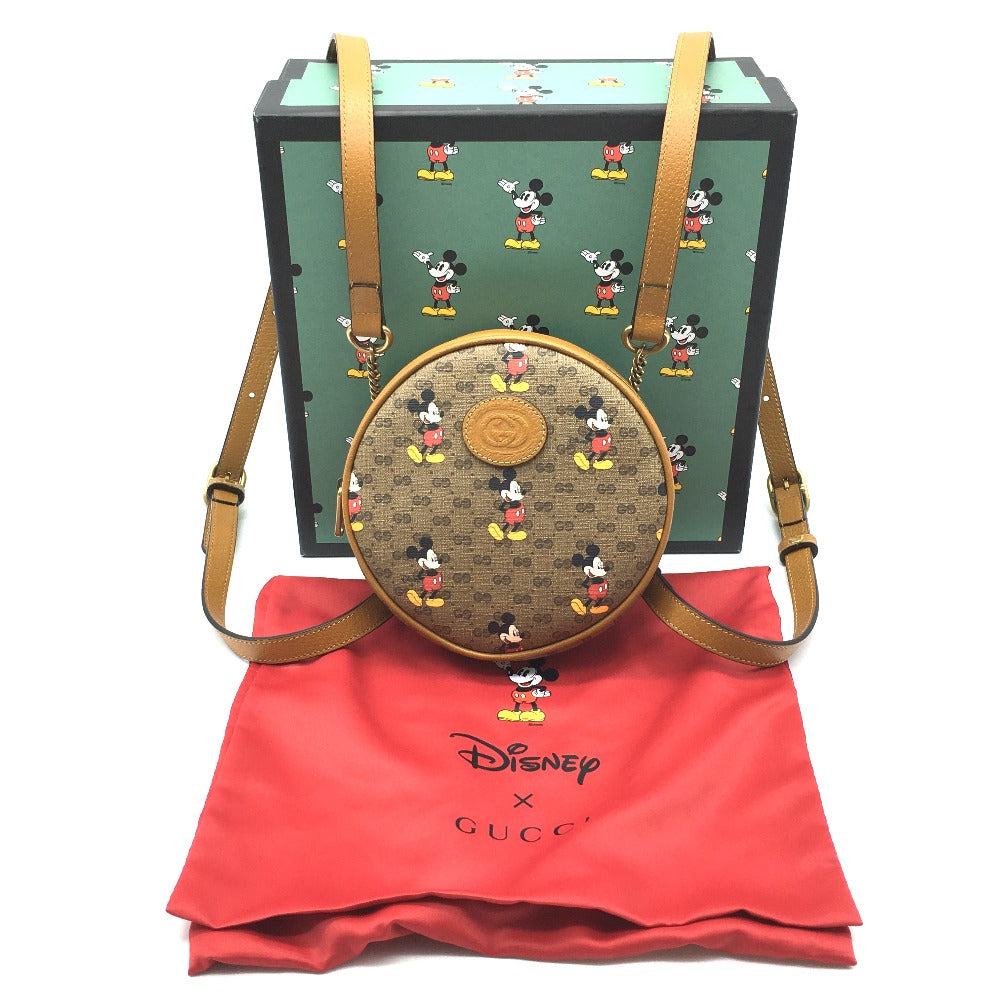 GUCCI Backpack 603730 PVC / Leather Beige type Ebony Mini GG Supreme GUCCI x DISNEY collaboration Mickey print Women Used