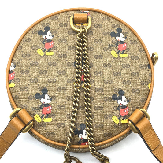GUCCI Backpack 603730 PVC / Leather Beige type Ebony Mini GG Supreme GUCCI x DISNEY collaboration Mickey print Women Used