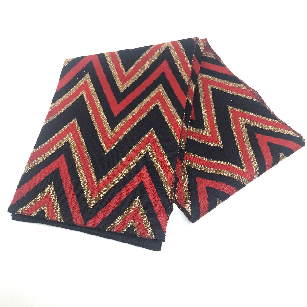 GUCCI Scarf wool Navy x Gold x Red V line mens Used