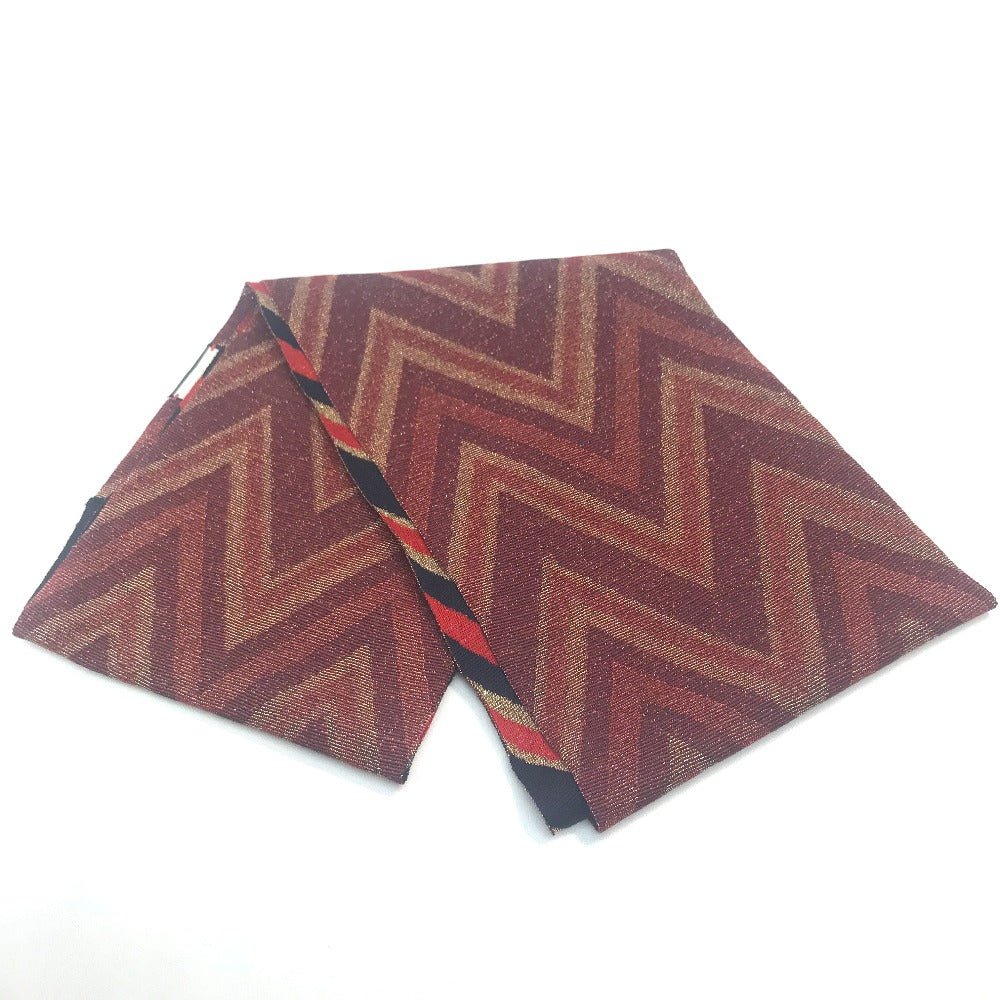 GUCCI Scarf wool Navy x Gold x Red V line mens Used