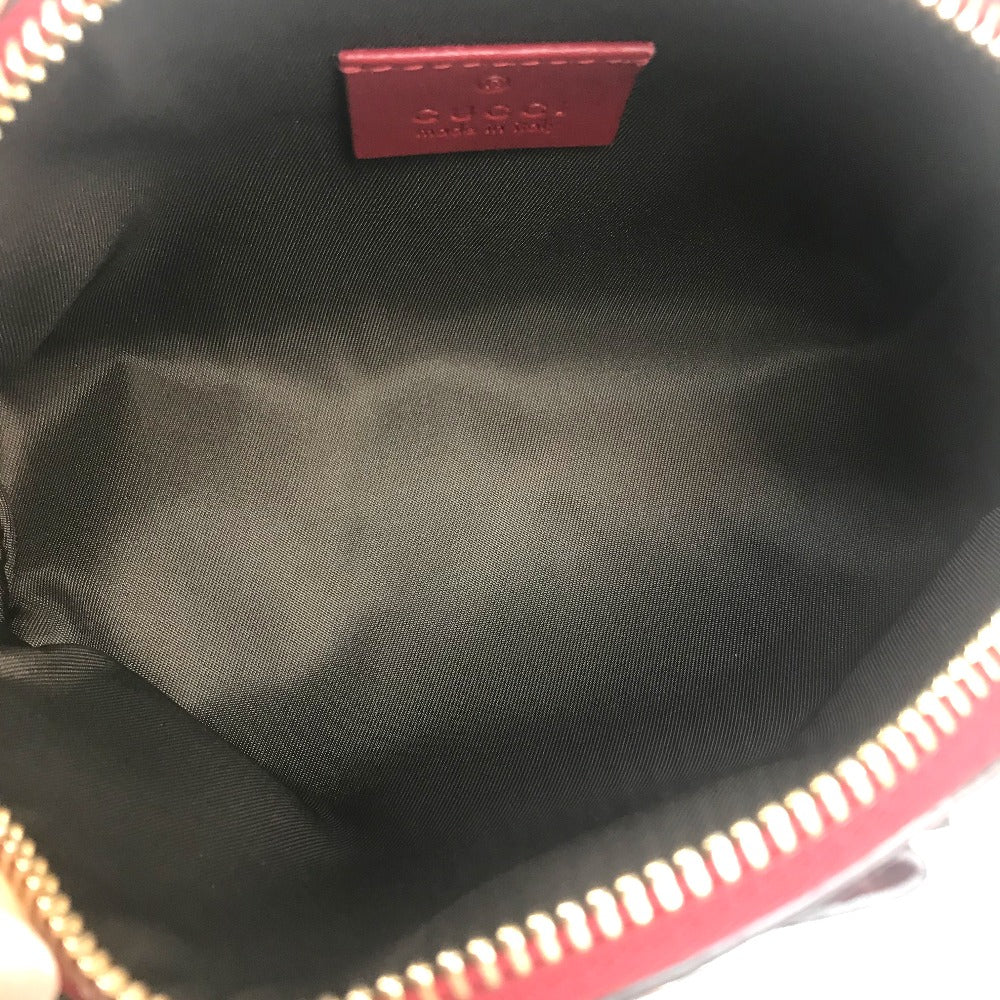 GUCCI Cosmetics Pouch 431409 leather Red Makeup pouch Cosmetic pouch Gucci Shima Ribbon