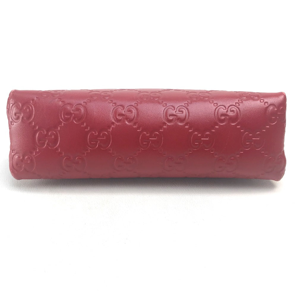 GUCCI Cosmetics Pouch 431409 leather Red Makeup pouch Cosmetic pouch Gucci Shima Ribbon