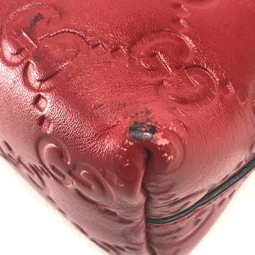 GUCCI Cosmetics Pouch 431409 leather Red Makeup pouch Cosmetic pouch Gucci Shima Ribbon
