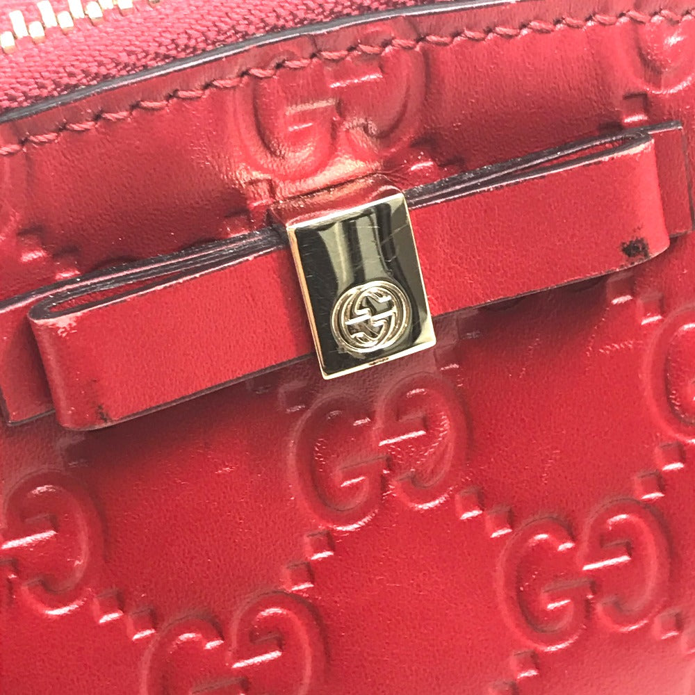 GUCCI Cosmetics Pouch 431409 leather Red Makeup pouch Cosmetic pouch Gucci Shima Ribbon