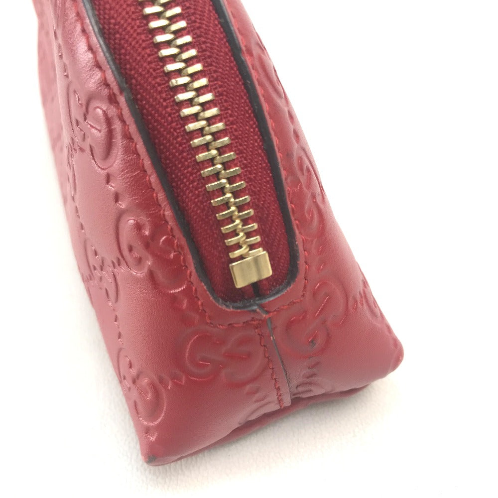 GUCCI Cosmetics Pouch 431409 leather Red Makeup pouch Cosmetic pouch Gucci Shima Ribbon