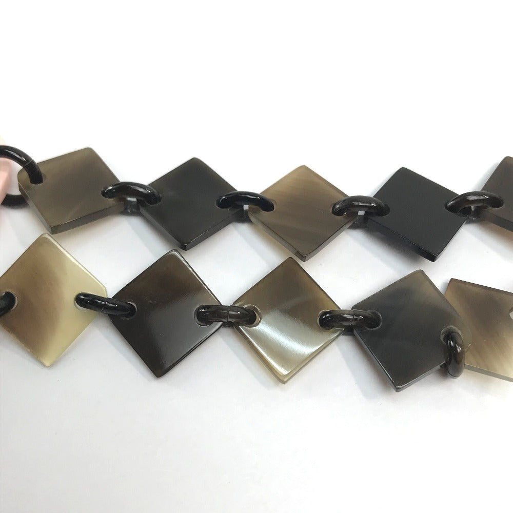 HERMES Necklace Buffalo horn Brown typex light pink HAVA Ava Women Used