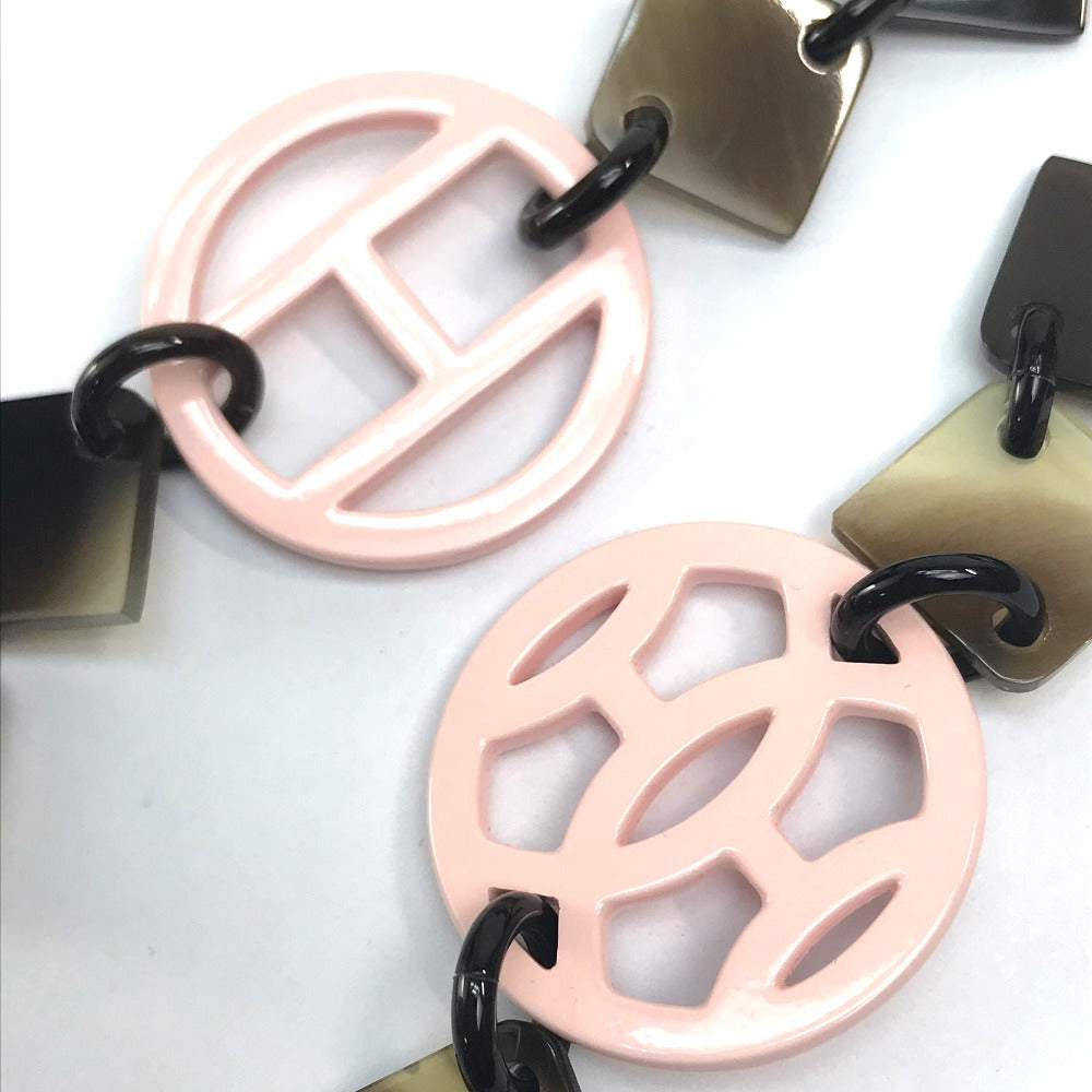 HERMES Necklace Buffalo horn Brown typex light pink HAVA Ava Women Used