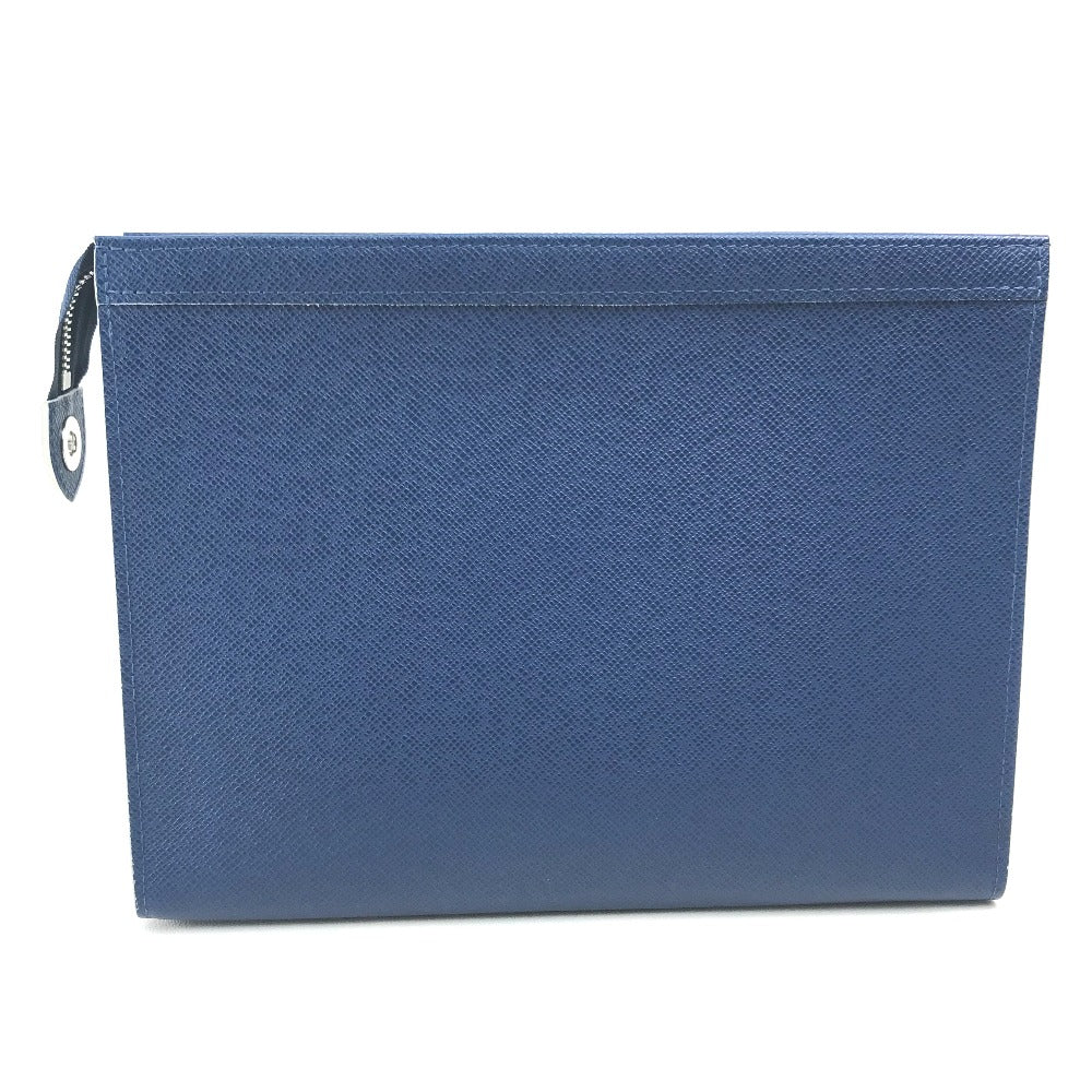 LOUIS VUITTON business bag M30399 Taiga Leather blue Taiga Pochette Voyage MM mens Used