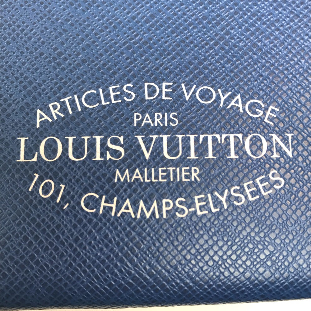 LOUIS VUITTON business bag M30399 Taiga Leather blue Taiga Pochette Voyage MM mens Used