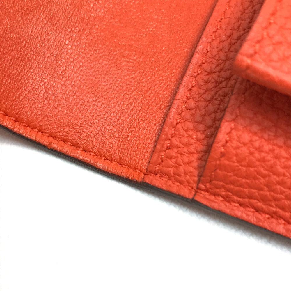 HERMES Long Wallet Purse Togo Orange red Dogon GM Dogon Duo unisex(Unisex) Used