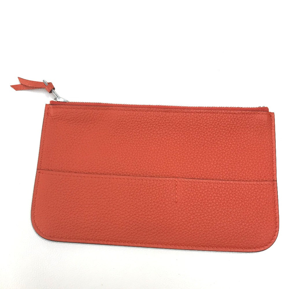 HERMES Long Wallet Purse Togo Orange red Dogon GM Dogon Duo unisex(Unisex) Used