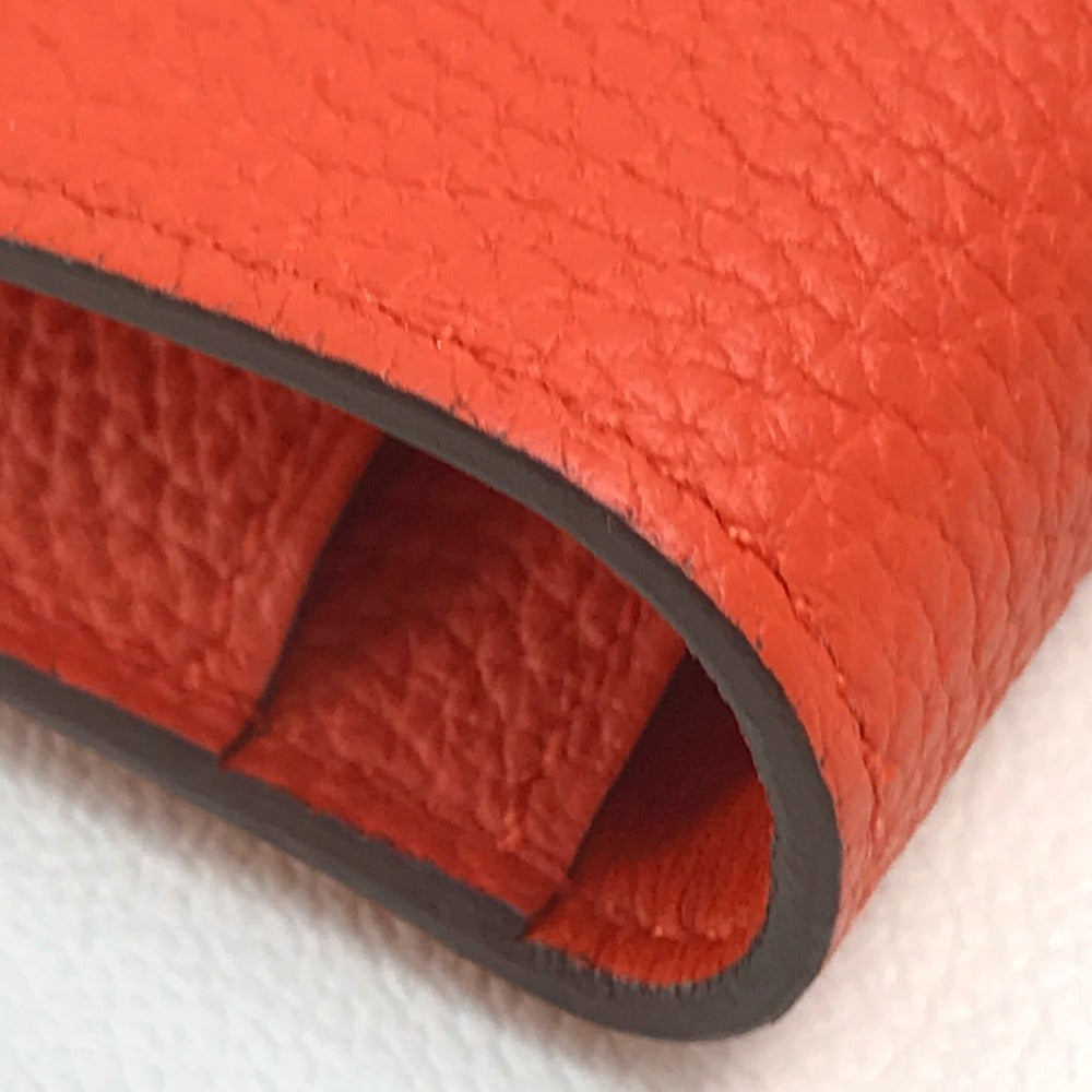 HERMES Long Wallet Purse Togo Orange red Dogon GM Dogon Duo unisex(Unisex) Used