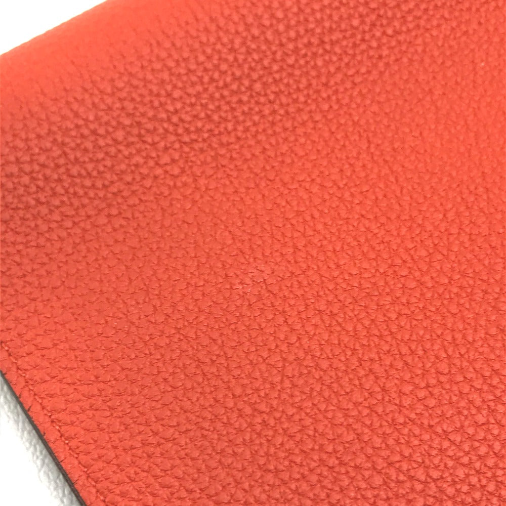 HERMES Long Wallet Purse Togo Orange red Dogon GM Dogon Duo unisex(Unisex) Used