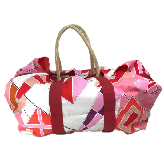 HERMES Tote Bag cotton Pink x Red type Beach bag Cabas Drapeaux au vent Women Used