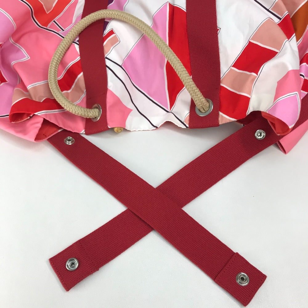 HERMES Tote Bag cotton Pink x Red type Beach bag Cabas Drapeaux au vent Women Used